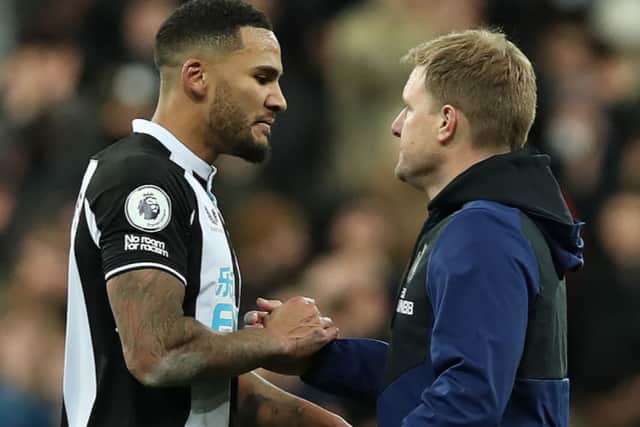 Newcastle United captain Jamaal Lascelles and head coach Eddie Howe.