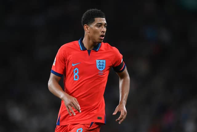Jude Bellingham of England during the UEFA Nations League League A Group 3 match between England (Photo by Shaun Botterill/Getty Images)