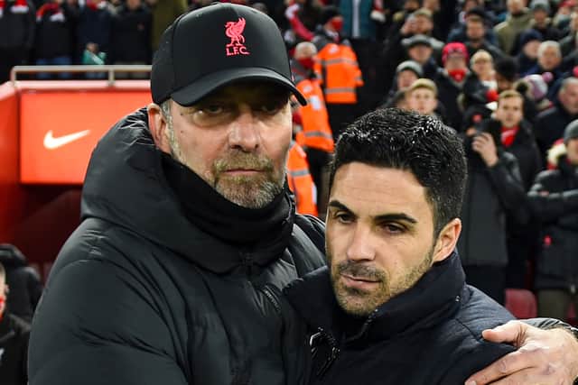 Liverpool boss Jurgen Klopp and Mikel Arteta of Arsenal.