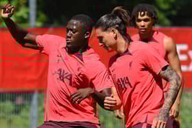 Liverpool pair Ibrahima Konate and Darwin Nunez. Picture: John Powell/Liverpool FC via Getty Images