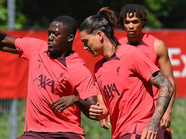 Liverpool pair Ibrahima Konate and Darwin Nunez. Picture: John Powell/Liverpool FC via Getty Images
