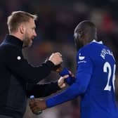 Graham Potter embraces Kalidou Koulibaly of Chelsea after their sides draw during the Premier League match (Photo by Justin Setterfield/Getty Images)