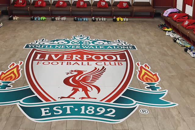 Liverpool’s dressing room. Picture: John Powell/Liverpool FC via Getty Images