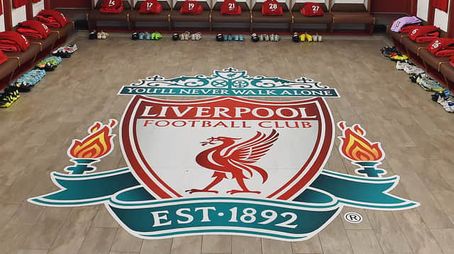 Liverpool’s dressing room. Picture: John Powell/Liverpool FC via Getty Images