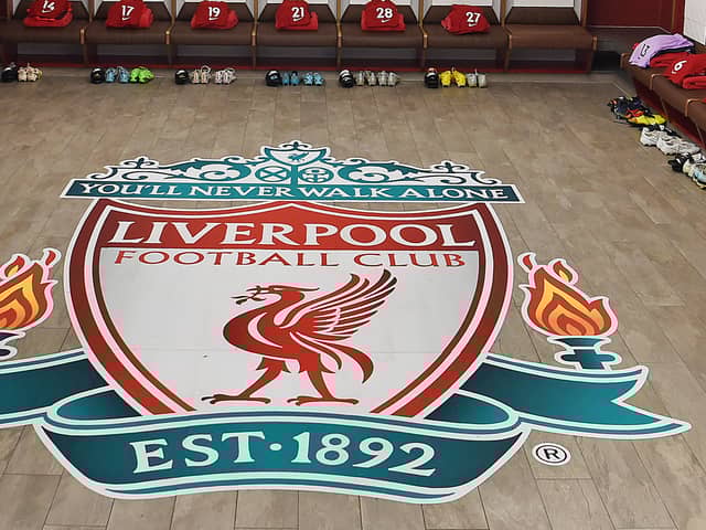 Liverpool’s dressing room. Picture: John Powell/Liverpool FC via Getty Images