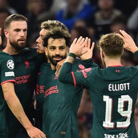 Liverpool celebrate scoring against Ajax. Picture: Andrew Powell/Liverpool FC via Getty Images
