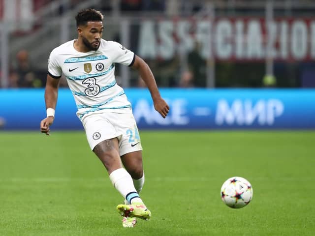 Reece James of Chelsea FC in action during the UEFA Champions League group E match between AC Milan and Chelsea FC  (Photo by Marco Luzzani/Getty Images)
