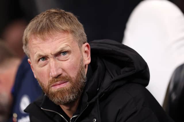 Graham Potter, manager of Chelsea looks on prior to the Premier League match at Newcastle United’s St. James Park (Photo by George Wood/Getty Images)