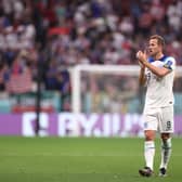 Harry Kane of England applauds fans after the 0-0 draw during the FIFA World Cup Qatar 2022 Group B match between England  (Photo by Ryan Pierse/Getty Images)