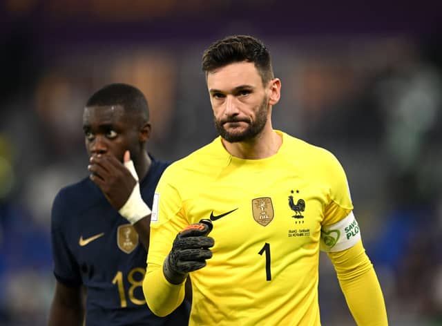 Hugo Lloris of France is seen during the FIFA World Cup Qatar 2022 Group D match between France and Denmark at Stadium 974 (Photo by Clive Mason/Getty Images)