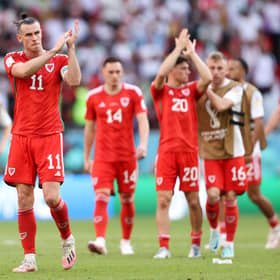 Gareth Bale of Wales applauds fans after the 0-2 loss during the FIFA World Cup Qatar 2022 Group B match between Wales and IR (Photo by Julian Finney/Getty Images)