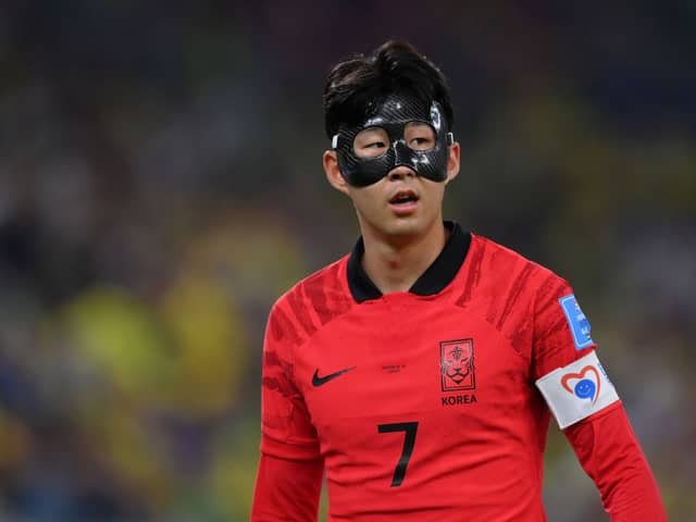 Heung-min Son of Korea Republic  during the FIFA World Cup Qatar 2022 Round of 16 match between Brazil and South Korea at Stadium 974 