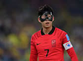 Heung-min Son of Korea Republic  during the FIFA World Cup Qatar 2022 Round of 16 match between Brazil and South Korea at Stadium 974 