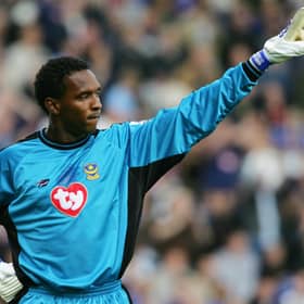Shaka Hislop organises his defence during the Barclays Premiership match between Norwich City and Portsmouth  (Photo by Jamie McDonald/Getty Images)