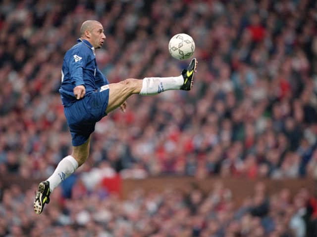 Gianluca Vialli during his playing career at Chelsea in 1996 (Credit: Clive Brunskill/Allsport)