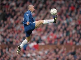 Gianluca Vialli during his playing career at Chelsea in 1996 (Credit: Clive Brunskill/Allsport)