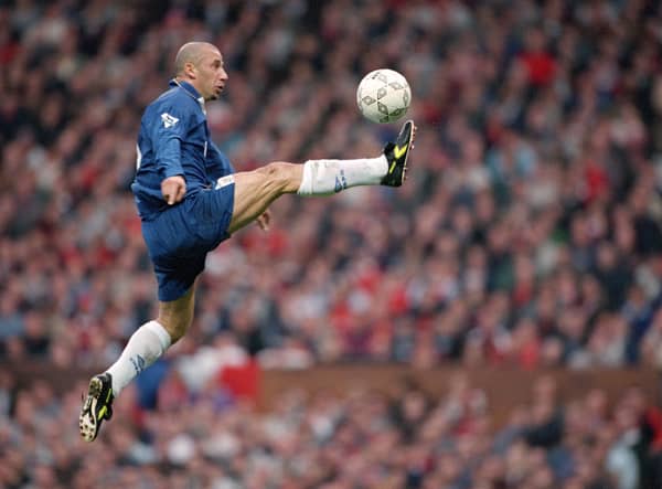 Gianluca Vialli during his playing career at Chelsea in 1996 (Credit: Clive Brunskill/Allsport)