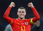 Bale celebrates a win for Wales in March 2022