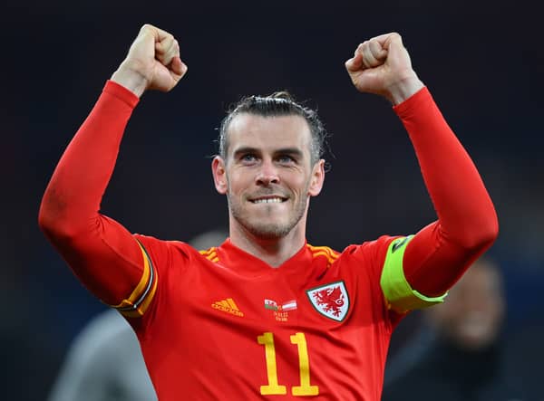 Bale celebrates a win for Wales in March 2022