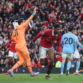 Marcus Rashford celebrates scoring Manchester United’s second goal in their win over local rivals Manchester City (Photo by Matthew Peters/Manchester United via Getty Images)