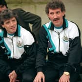 Kevin Keegan pictured alongside assistant manager Terry McDermott in 1992. (Getty Images)