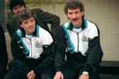 Kevin Keegan pictured alongside assistant manager Terry McDermott in 1992. (Getty Images)
