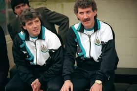 Kevin Keegan pictured alongside assistant manager Terry McDermott in 1992. (Getty Images)