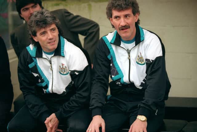 Kevin Keegan pictured alongside assistant manager Terry McDermott in 1992. (Getty Images)