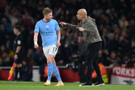 Kevin De Bruyne explained how Pep Guardiola’s change guided Manchester City to victory over Arsenal. Credit: Getty.