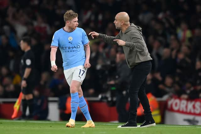 Kevin De Bruyne explained how Pep Guardiola’s change guided Manchester City to victory over Arsenal. Credit: Getty.