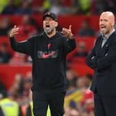 Manchester United manager Erik ten Hag and Liverpool manager Jurgen Klopp. (Photo by Michael Regan/Getty Images)