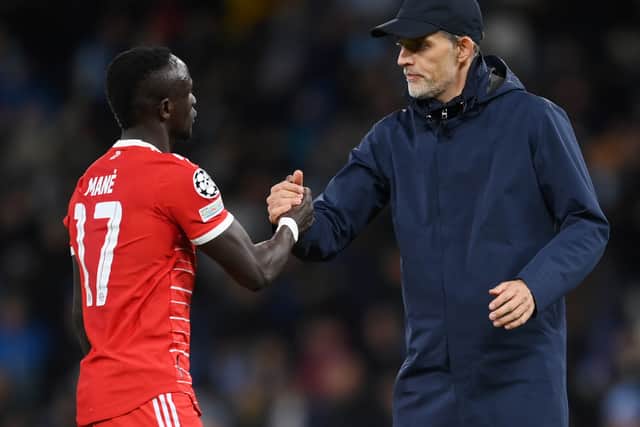 Mané and new head coach Thomas Tuchel during the defeat to Manchester City.
