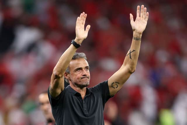 Luis Enrique, Head Coach of Spain, applauds fans after their defeat through the penalty shootout  (Photo by Julian Finney/Getty Images)