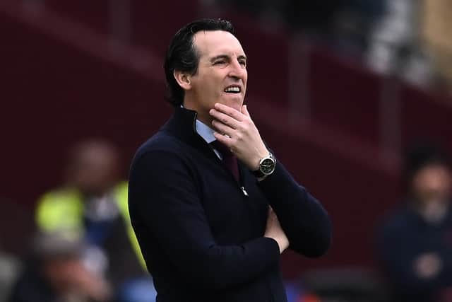 Aston Villa manager Unai Emery looks on during a match