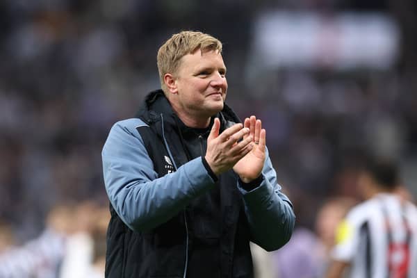 Newcastle United manager Eddie Howe applauds the crowd