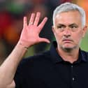 Jose Mourinho signals to the five European trophies he has won