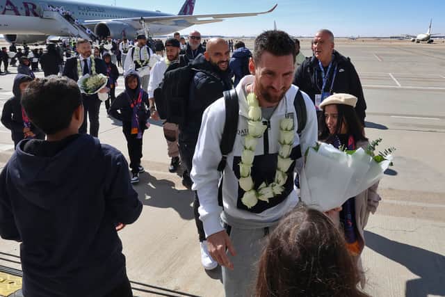 Lionel Messi arrives in Riyadh for a friendly match involving PSG.