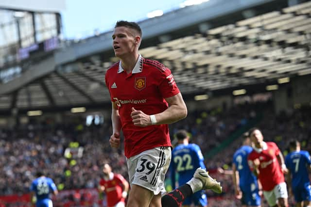 Manchester United’s Scott McTominay celebrates scoring a goal