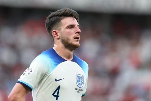 Declan Rice looks on during and England match