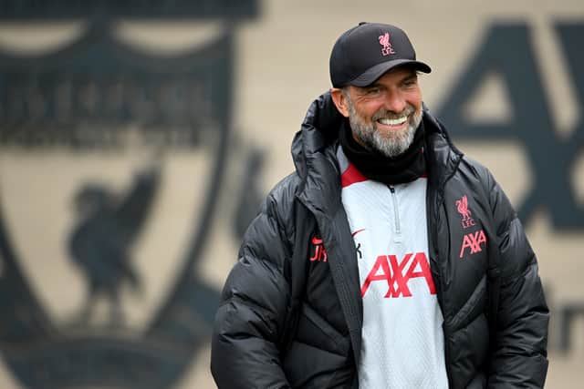 Liverpool manager Jurgen Klopp looks on during a training session