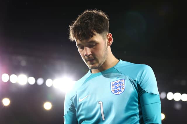 James Trafford of England reacts during a match
