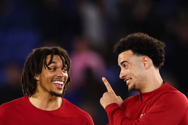 Liverpool’s Trent Alexander-Arnold and Curtis Jones celebrate together
