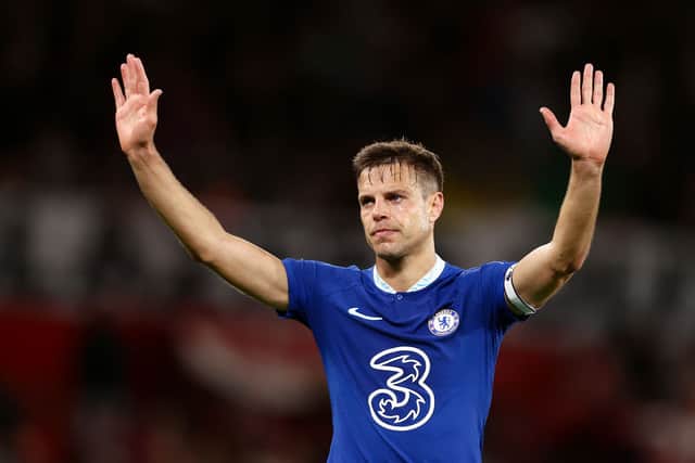 Cesar Azpilicueta of Chelsea acknowledges fans after a Premier League match  (Photo by Naomi Baker/Getty Images)