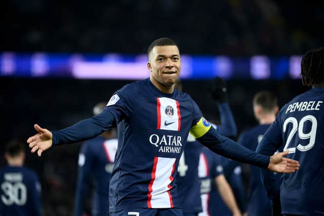 PSG’s Kylian Mbappe celebrates scoring a goal