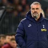 Ange Postecoglou of Tottenham Hotspur watches from the sidelines during an exhibition football match  (Photo by TREVOR COLLENS/AFP via Getty Images)