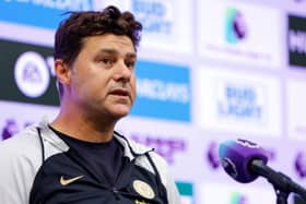 Head coach Mauricio Pochettino of the Chelsea Football Club attends a press conference at Mercedes-Benz Stadium (Photo by Todd Kirkland/Getty Images for Premier League)