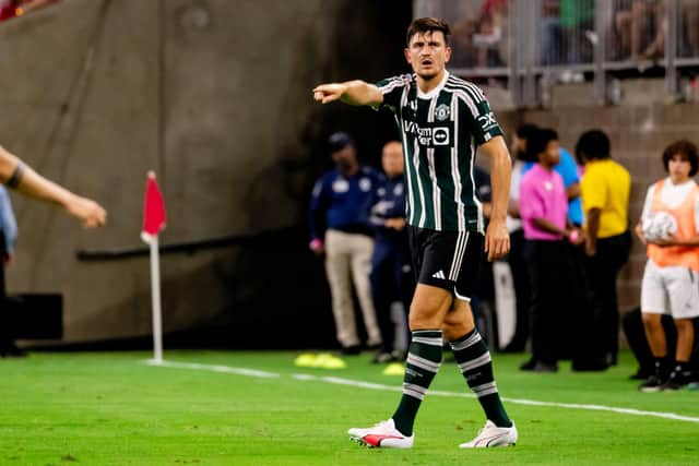  Harry Maguire of Manchester United reacts during the Pre-Season Friendly match between Real Madrid  (Photo by Ash Donelon/Manchester United via Getty Images)