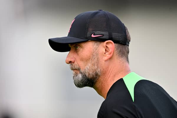 Liverpool manager Jurgen Klopp looks on during a training session