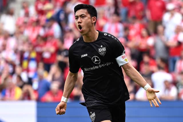 Wataru Endo celebrates scoring for VfB Stuttgart against FSV Mainz 05. The Japanese midfielder as been linked with a move to Liverpool, and could prove to be a smart signing for Jurgen Klopp’s side, despite being a relative unknown to Premier League fans.