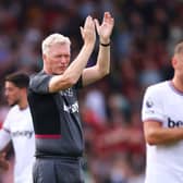 West Ham David Moyes applauds supporters after his side’s 1-1 draw with Bournemouth. 